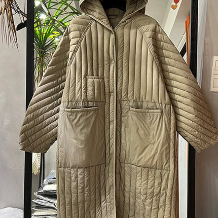 Lagabogy 2024 Winter Women Casual Long Hooded Puffer Jacket Ultra Light 90% White Duck Down Coats Female Autumn Oversized Parka