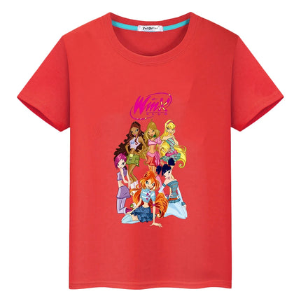 Winx Club print t shirt for kids boy 10year Cartoon 100%Cotton Short anime Tees Tops pride tshirt y2k one piece girls clothes