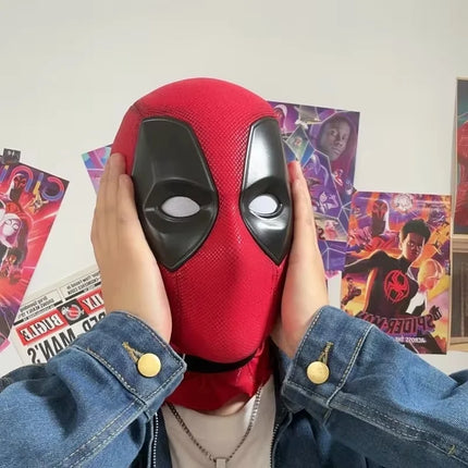 2024 Deadpool Wolverine Mask Headwear Marvel Deadpool Cosplay Headset Electric 1/1 Remote Control Eye Blink Shine Adult Gift Toy