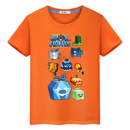 New Game Blox Fruits Short Tops 100%Cotton t shirt for kids boy 10years anime Tees pride tshirt y2k one piece kids clothes girls