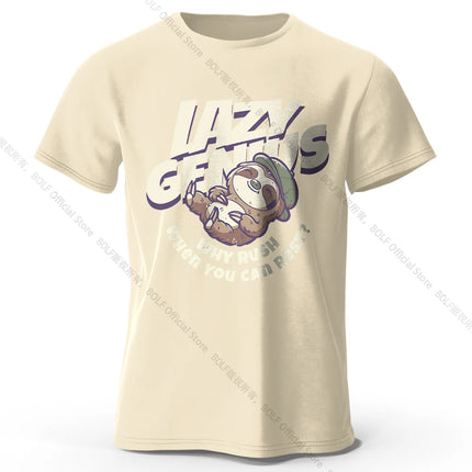 Sleepy Sloth Art T-Shirt 100% Premium Cotton Slim Fit Hand Painted Animal Graphic Tee for Nature Lovers