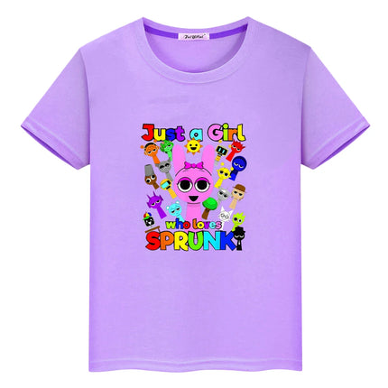 Sprunki print t shirt for kids boy 10year 100%Cotton Cute Tees Sprunki anime Short  Tops pride tshirt y2k one piece girl clothes