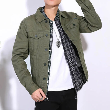 Men Cargo Casual Denim Jackets Slim Solid Color Outwear Coats For Male Size M-3XL