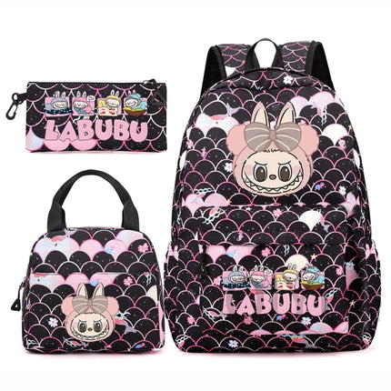3Pcs/set Backpack for Girl School Teen Student Knapsack Women Rucksack with Lunch Bags Pencil Bag Fish Scale Style Bags