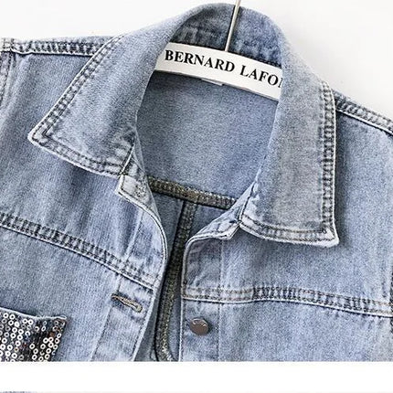 2024 Fashion Design Sequins Denim Vest Summer Autumn Women's Waistcoat Korean Leeveless Denim Jeans Jacket Female Vest Tops