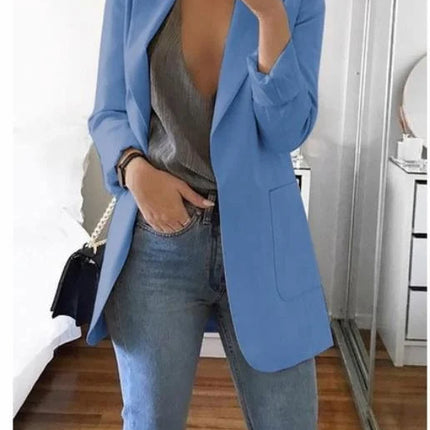 Women Lapel Slim Cardigan Suit Coat Fashion Casual Suit Polo Neck Slim Fit Blazer Long Sleeve Jacket Coat