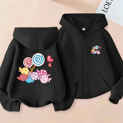 Fruit candy Children's Zipper Hoodie Pink tops Girls' cardigan Coat Sweatshirt Kids Clothing Age 3-12 Toddler festival Gift