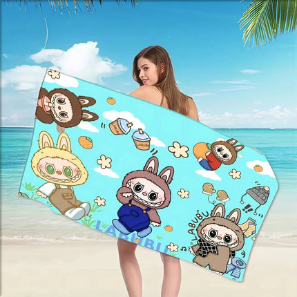 Cartoon L-Labubu L-Laptop Big Microfiber Beach Towels Quick Dry Towel Sand Beach Towels Pool Towel For Travel Swim Pool Yoga