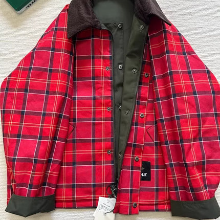 B@r Reversible Jacket Unwaxed Short Green