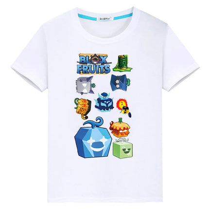 New Game Blox Fruits Short Tops 100%Cotton t shirt for kids boy 10years anime Tees pride tshirt y2k one piece kids clothes girls