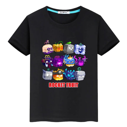 New Game Blox Fruits 100%Cotton t shirt for kids boy 10years Short Tops anime Tees y2k one piece pride tshirt kids clothes girls