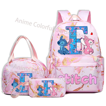 3pcs Disney Stitch Backpack Pencil Case Lunch Bag Set Students Fashion Schoolbag Pen Bag Bento Pouch Suit Anime School Supplies