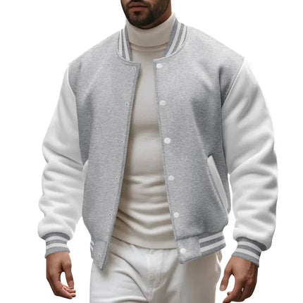 Men's Autumn and Winter Flight Jacket Baseball Jersey Velvet Loose Casual Stand-up Jacket Men Varsity Jacket Coat for Men