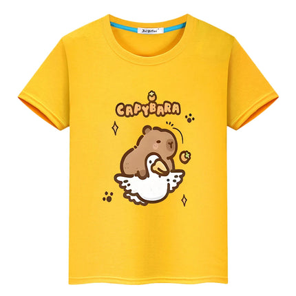 t shirt for kids boy10year Capybara print 100%Cotton anime Short y2k one piece Capybara Cute Tees Tops pride tshirt girl clothes