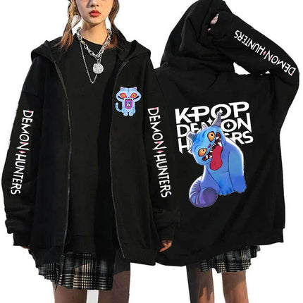 Hot Movie Kpop Demon Hunters Saja Boys Tigers Zip Up Hoodies Women Men Funny Zipper Sweatshirts Y2k Clothes Mange Vintage Hoody