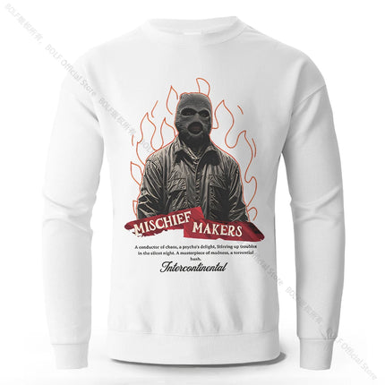 Men's Mischief Makers Printed Pure Cotton Street Sweatshirts Oversized Classic Graphic Pullovers for Men Women Tops