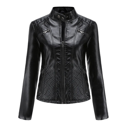 Faux Leather Jacket Women 2025 Spring Autumn Coat Moto Biker Zipper Jacket Woman Outerwears Black Brown Red Pink Coffee XS XXL