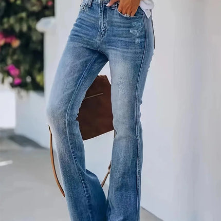 New hot women's horn jeans high waist slimming Denim pants