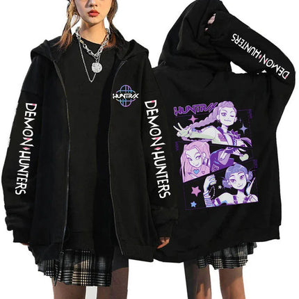 Hot Movie Kpop Demon Hunters Saja Boys Tigers Zip Up Hoodies Women Men Funny Zipper Sweatshirts Y2k Clothes Mange Vintage Hoody