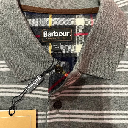 B@r Long-sleeved Cotton T-shirt With Grey Horizontal Stripes