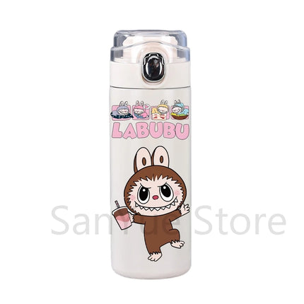 400Ml Water Bottle Cartoon Printed Thermos Cup Pocket Stainless Steel Thermal Coffee Mug Vacuum Insulated Flask Cup Kid Gift