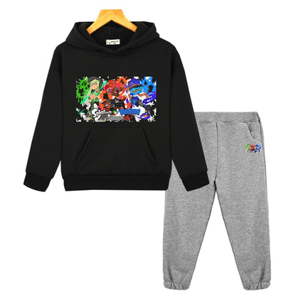 Splatoon anime hoodie Fleece sweatshirt Cartoon jacket  2pcs pullover+Pant boys girls Sports Hooded Sets kids boutique clothes