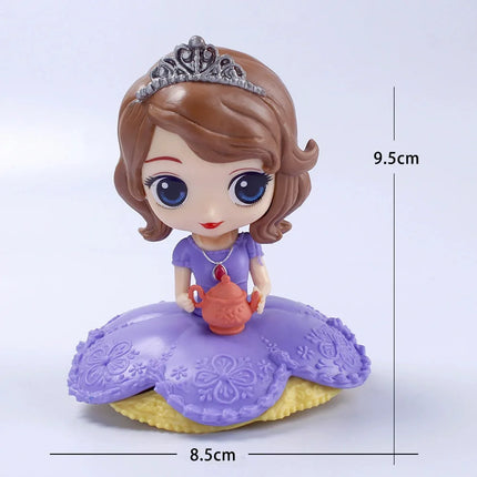 10cm Q Posket Princess Tiana Snow White Rapunzel Ariel Cinderella Belle Mermaid PVC Action Figures Model Toys Kid Gift