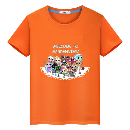 Dandys World print Cartoon 100%Cotton t shirt for kids boy 10year anime Tees Tops Short pride tshirt y2k one piece girls clothes