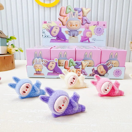 LABUBU Blind Box Trendy Cartoon Flocking LABUBU Cloth Diy Cute Desktop Car Three-dimensional Ornaments Pendant Decoration Gift