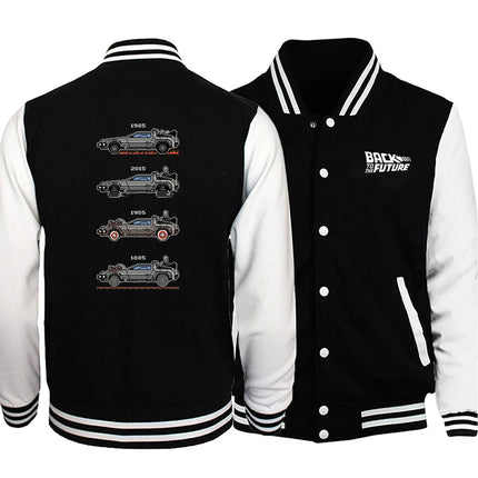 Back To The Future Out Of The Time Mens Suits New Fashion Tops Character Pattern Baseball Coats Fleece Oversized Male Clothing