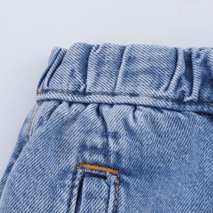 Spring Women's Suit Short Denim Shirt Jacket High Waist Department With Wide Leg Pants 2025 Casual Jacket Jeans 2-piece Set