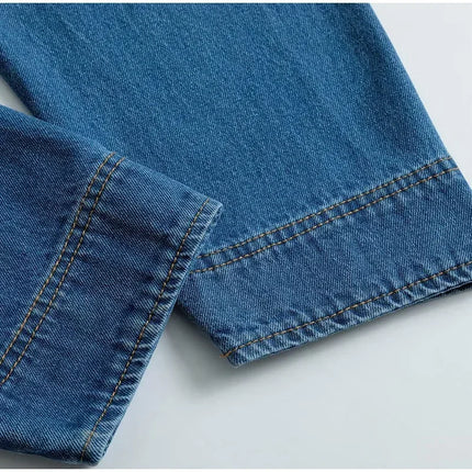 Casual Women's Polo Collar Denim Jacket Loose Long Sleeve Zipper Female Pullovers 2025 Spring Lady Fashion All-match Outwear