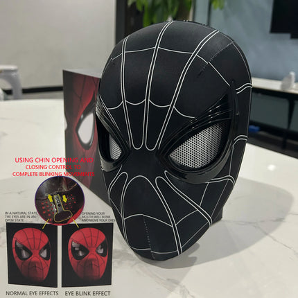 1:1 Marvel Spider Man Headgear Cosplay Moving Eyes Mask Spiderman Remote Control Elastic Mask Toys For Kids Halloween Gifts