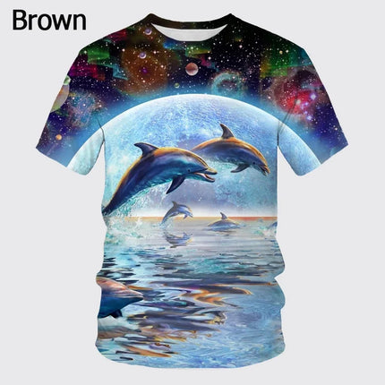 Women's/men's Fashion Summer Casual Short Sleeve Cute Dolphin 3d Printed Funny T-shirt