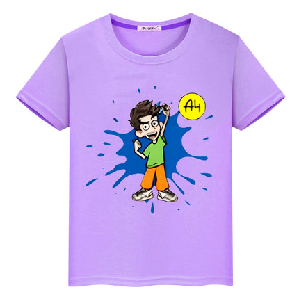 Влад А4 Бумага Kawaii 100% Cotton  T-shirt boys Tops y2k one piece мерч A4 pride tshirt Print Short anime Tees kids clothes girl