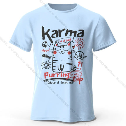 Unisex Japanese Cat T-Shirt 100% Organic Cotton Relaxed Fit Hand-painted Kitten Graphic Tee for Adults Kawaii Style