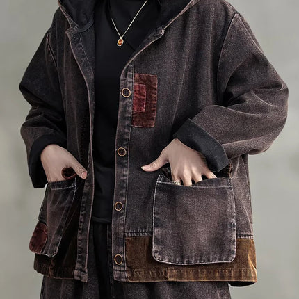 Max LuLu 2025 Spring Clothes Womens Fashion Denim Hooded Jackets Loose Vintage Coats Ladies Casual Classic Patchwork Outerwear