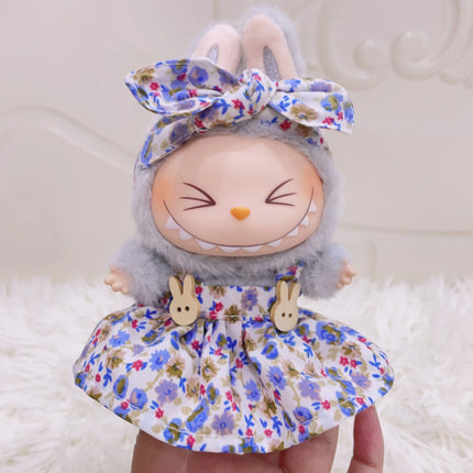 Labubu 15cm/17cm Doll Clothing Sitting Party Strawberry Tank Top Skirt Paired With Princess White Shoes Princess Baby Clothes
