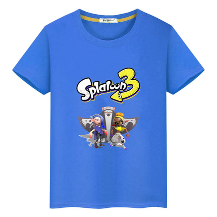 Splatoon print t shirt for kids boy 10year Cartoon 100%Cotton Short anime Tees Tops pride tshirt y2k one piece girls clothes