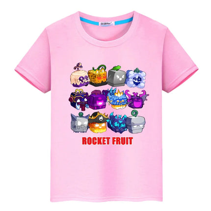 New Game Blox Fruits 100%Cotton t shirt for kids boy 10years Short Tops anime Tees y2k one piece pride tshirt kids clothes girls