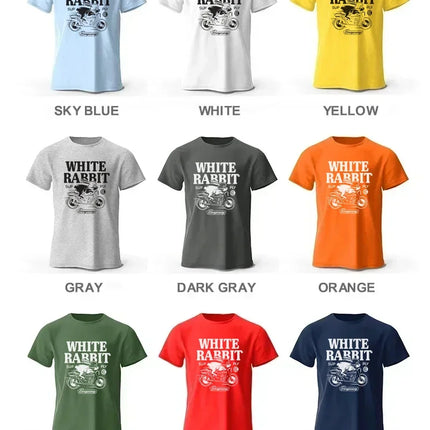 Men's Rabbit Printed T-Shirt 100% Organic Cotton Relaxed Fit Hand Painted Design Tee for Adults Quirky Fashion