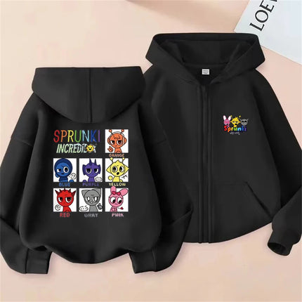 Sprunki Zipper Hoodies for Children Incredibox Anime Figures Girl Sweatshirt Kids Spring Autumn Pullover  Gift Boy's Clothes