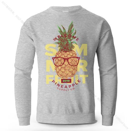 Men's Smmer Fruit Printed Pure Cotton Sweatshirts Oversized Classic Street Graphic Pullovers Holiday for Men Women Tops