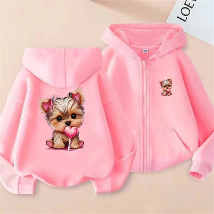 Yorkshire Terrier print Boy's Clothes puppy Zipper Hoodies for Children little Girl Sweatshirt Kids Pullover festival Gift coat