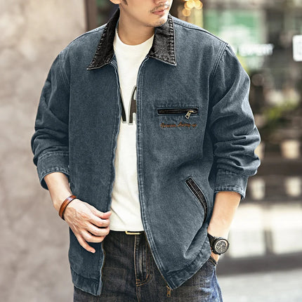 2024 Spring and autumn tide brand American vintage to do old denim coat men casual cargo jacket men