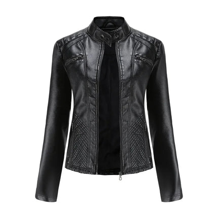 Faux Leather Jacket Women 2025 Spring Autumn Coat Moto Biker Zipper Jacket Woman Outerwears Black Brown Red Pink Coffee XS XXL