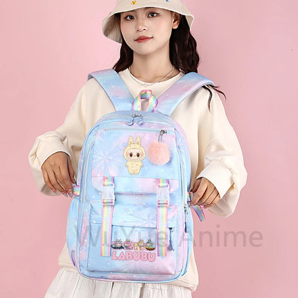 2Pcs/set Cute Cartoon Backpack with 750Ml Outdoor Sports Water Bottle Student Girl Boy Schoolbag Large Capacity Travel Bag Gift