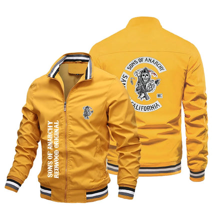 Men's printed jacket, fashionable American street jacket, men's motorcycle jacket, Knight S-XL