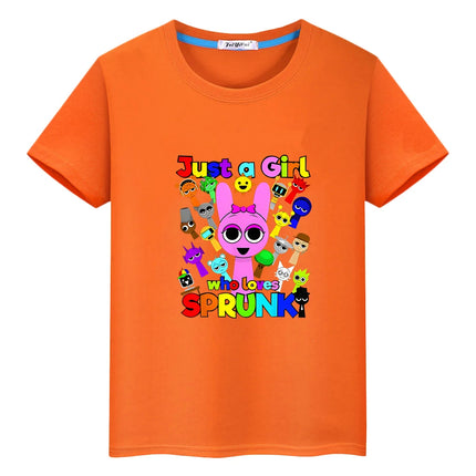 Sprunki print t shirt for kids boy 10year 100%Cotton Cute Tees Sprunki anime Short  Tops pride tshirt y2k one piece girl clothes
