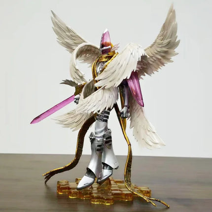 22cm Holy Angemon Figures Digimon Adventure Anime Angewomon LED Action Figurines PVC Statue Model Collection Doll Toys Gift